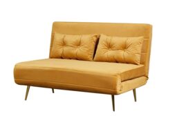 Furniture Maxi Jola Velvet Foldable 2 Seater Sofa Bed With Pillows in Mustard - thumbnail 4