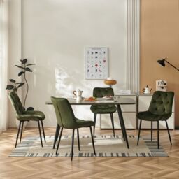 SONARA Modern Set of 4 Velvet Dining Chairs with Ergonomic Upholstered Seat in Green - thumbnail 5