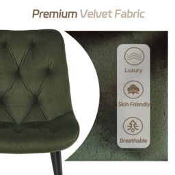 SONARA Modern Set of 4 Velvet Dining Chairs with Ergonomic Upholstered Seat in Green - thumbnail 4