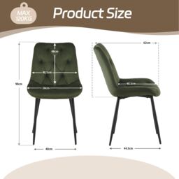 SONARA Modern Set of 4 Velvet Dining Chairs with Ergonomic Upholstered Seat in Green - thumbnail 2