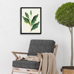 "Artery8 Wall Art Print Detail Of Rubber Fig Plant Botanical Art Framed in Black - Size: W12"" x H16""" - thumbnail 2