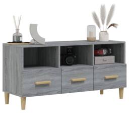 Berkfield Home TV Cabinet Grey Sonoma 102x36x50 cm Engineered Wood - Size: 102 x 36 x 50 cm - thumbnail 4