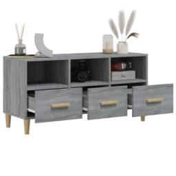 Berkfield Home TV Cabinet Grey Sonoma 102x36x50 cm Engineered Wood - Size: 102 x 36 x 50 cm - thumbnail 5