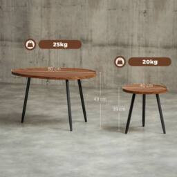 Wyld Haus Suta Set of 2 Nesting Coffee Tables Chestnut Wood Effect Black Metal in Brown - thumbnail 4