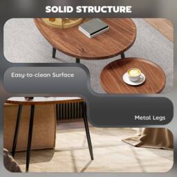 Wyld Haus Suta Set of 2 Nesting Coffee Tables Chestnut Wood Effect Black Metal in Brown - thumbnail 6