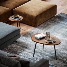 Wyld Haus Suta Set of 2 Nesting Coffee Tables Chestnut Wood Effect Black Metal in Brown - thumbnail 7