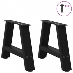 Berkfield Home Coffee Table Legs A-Shaped 2 pcs Black¬†30x(30-31) cm Steel in Black - thumbnail 3