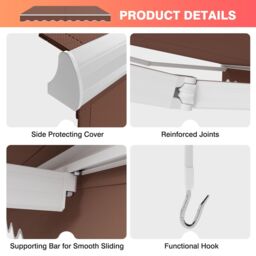 Costway Retractable Awning Aluminum Patio Sun Shade w/ Crank Handle-Brown in Brown - thumbnail 3