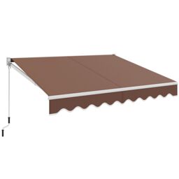 Costway Retractable Awning Aluminum Patio Sun Shade w/ Crank Handle-Brown in Brown