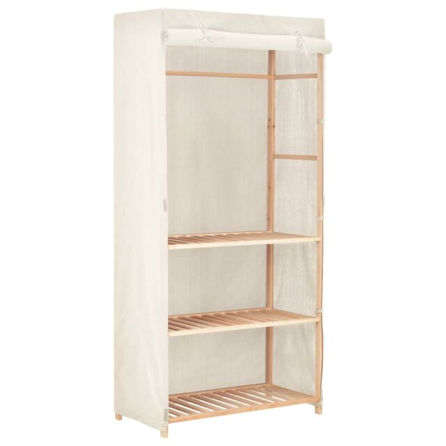 Berkfield Home 3-Tier Clothes Wardrobe 79x40x170 cm in White - Size: 79 x 40 x 170 cm