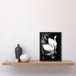 "Artery8 Geese Swimming By Reeds Vintage Japan Framed Wall Art Print Ohara Koson in Black - Size: W12"" x H16""" - thumbnail 4