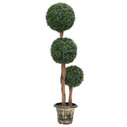Berkfield Home Artificial Boxwood Plant with Pot Ball Shaped Green 119 cm - thumbnail 2