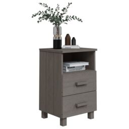 Berkfield Home Bedside Cabinet HAMAR Light Grey 40x35x62 cm Solid Wood Pine - Size: 40 x 35 x 62 cm - thumbnail 6
