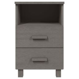 Berkfield Home Bedside Cabinet HAMAR Light Grey 40x35x62 cm Solid Wood Pine - Size: 40 x 35 x 62 cm - thumbnail 3