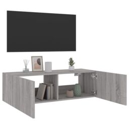 Berkfield Home TV Wall Cabinet with LED Lights Grey Sonoma 100x35x31 cm - Size: 100 x 35 x 31 cm - thumbnail 8
