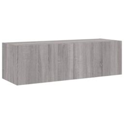 Berkfield Home TV Wall Cabinet with LED Lights Grey Sonoma 100x35x31 cm - Size: 100 x 35 x 31 cm - thumbnail 3