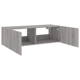 Berkfield Home TV Wall Cabinet with LED Lights Grey Sonoma 100x35x31 cm - Size: 100 x 35 x 31 cm - thumbnail 9