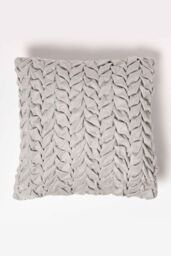 Homescapes Grace Pleated Velvet Cushion in Grey - Size: 45 cm x 45 cm