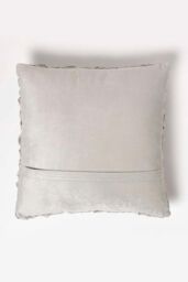 Homescapes Grace Pleated Velvet Cushion in Grey - Size: 45 cm x 45 cm - thumbnail 3