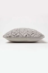 Homescapes Grace Pleated Velvet Cushion in Grey - Size: 45 cm x 45 cm - thumbnail 4