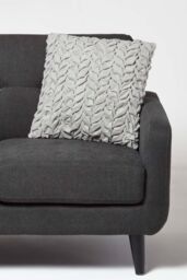 Homescapes Grace Pleated Velvet Cushion in Grey - Size: 45 cm x 45 cm - thumbnail 2