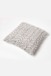 Homescapes Grace Pleated Velvet Cushion in Grey - Size: 45 cm x 45 cm - thumbnail 5