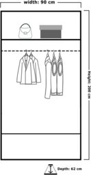 MN Furniture Cuba Sliding Mirror Wardrobe - LED Light 90cm x 200cm in White - Size: 90 cm x 200 cm - thumbnail 3