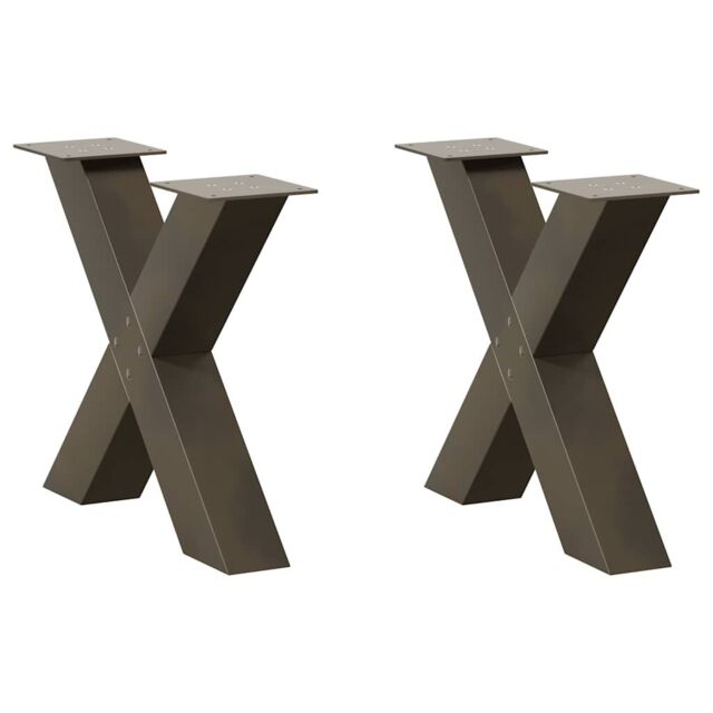 Berkfield Home Coffee Table Legs X-Shaped 2 pcs Natural Steel 60x(42-43) cm Steel in Brown - image 1