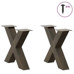 Berkfield Home Coffee Table Legs X-Shaped 2 pcs Natural Steel 60x(42-43) cm Steel in Brown - thumbnail 3