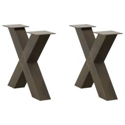 Berkfield Home Coffee Table Legs X-Shaped 2 pcs Natural Steel 60x(42-43) cm Steel in Brown - thumbnail 1