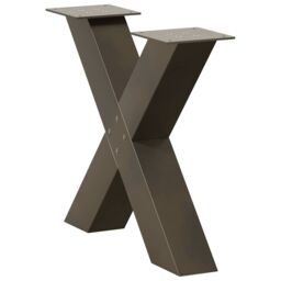 Berkfield Home Coffee Table Legs X-Shaped 2 pcs Natural Steel 60x(42-43) cm Steel in Brown - thumbnail 4