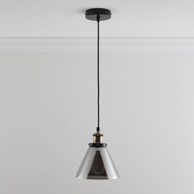 K LIVING Lucy One Light Hanging Smokey Glass Ceiling Pendant with Filament Bulb in Grey - image 1