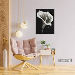 "Artery8 Batik Style Black White Calla Lily Flower Canvas Wall Art Print - Size: W18"" x H24""" - thumbnail 3