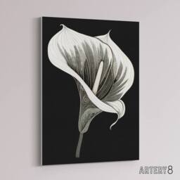 "Artery8 Batik Style Black White Calla Lily Flower Canvas Wall Art Print - Size: W18"" x H24""" - thumbnail 2