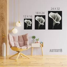 "Artery8 Batik Style Black White Calla Lily Flower Canvas Wall Art Print - Size: W18"" x H24""" - thumbnail 4