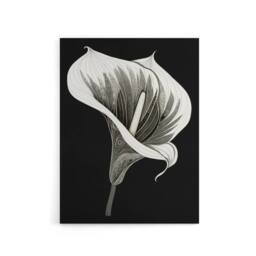 "Artery8 Batik Style Black White Calla Lily Flower Canvas Wall Art Print - Size: W18"" x H24""" - thumbnail 1