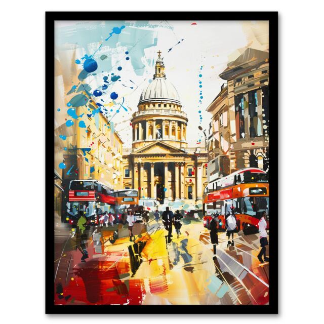 Artery8 St Pauls Cathedral London England Abstract Fun Framed Art Print in Beige - Size: A4 - image 1