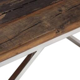 Berkfield Home Modern Coffee Table Silver Stainless Steel & Solid Wood Sleeper - thumbnail 5
