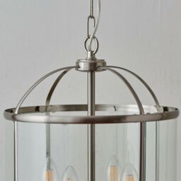 Loops 4 Light Hanging Ceiling Pendant Nickel & Glass Lantern Shade Lamp Bulb Holder in Metallics - thumbnail 3