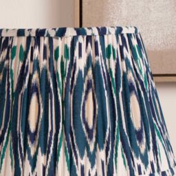 Ruma Blue Ikat Patterned Pleated Tapered Shade For Table Lamps - Size: 14 inches - thumbnail 2