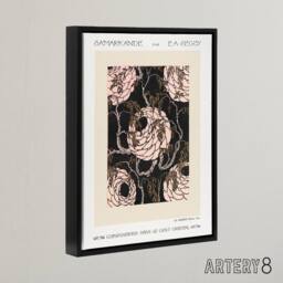 "Artery8 Vintage Art Deco Flower Pattern Framed Canvas Wall Art Print Seguy in Beige - Size: W12"" x H16""" - thumbnail 2