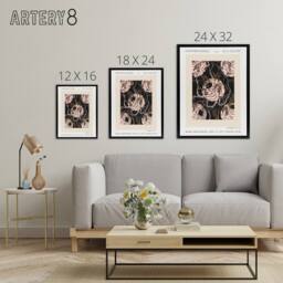"Artery8 Vintage Art Deco Flower Pattern Framed Canvas Wall Art Print Seguy in Beige - Size: W12"" x H16""" - thumbnail 4