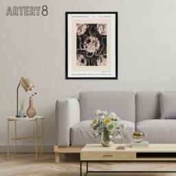 "Artery8 Vintage Art Deco Flower Pattern Framed Canvas Wall Art Print Seguy in Beige - Size: W12"" x H16""" - thumbnail 3