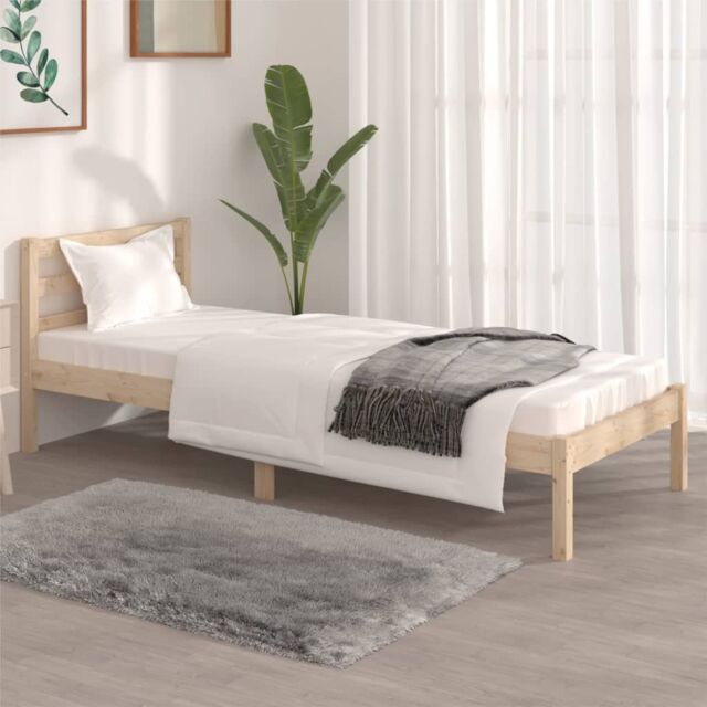 Berkfield Home Bed Frame Solid Wood Pine 75x190 cm Small Single in Brown - image 1