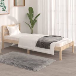 Berkfield Home Bed Frame Solid Wood Pine 75x190 cm Small Single in Brown - thumbnail 1