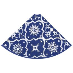 Berkfield Home Luxury Christmas Tree Skirt with Sock Blue 122 cm Fabric - thumbnail 5