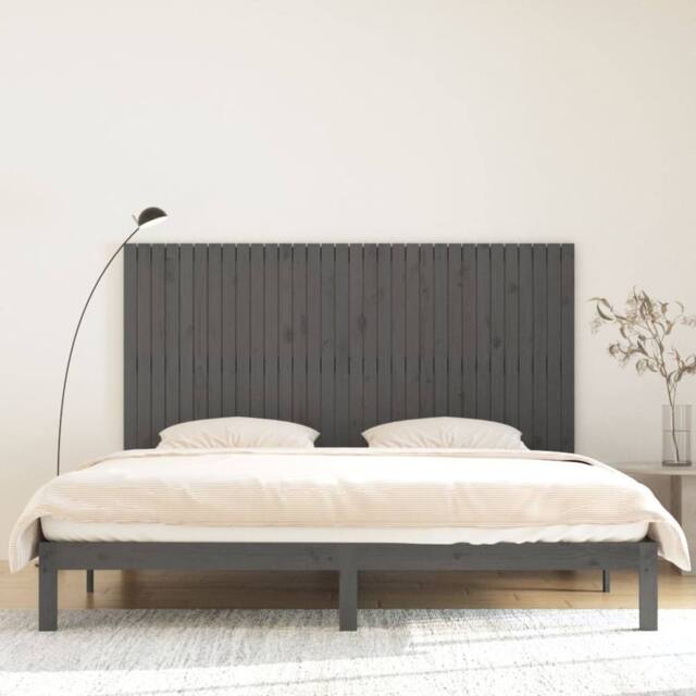 Berkfield Home Wall Headboard Grey 204x3x110 cm Solid Wood Pine - Size: 204 x 3 x 110 cm - image 1