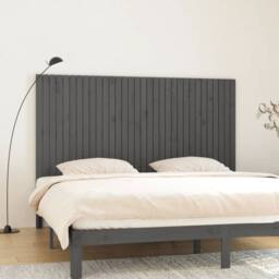 Berkfield Home Wall Headboard Grey 204x3x110 cm Solid Wood Pine - Size: 204 x 3 x 110 cm - thumbnail 2