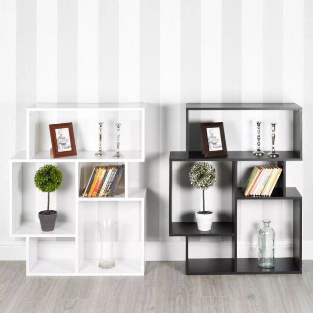 EONLION 5-Section Wooden Bookcase, Modern Cubed Display Unit Furniture in White - image 1