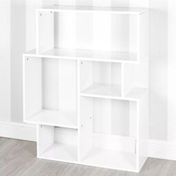 EONLION 5-Section Wooden Bookcase, Modern Cubed Display Unit Furniture in White - thumbnail 2